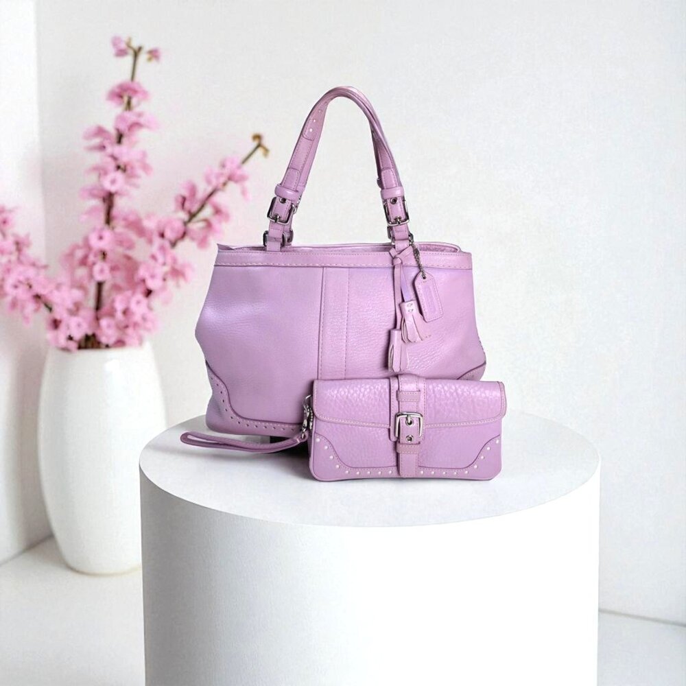 COACH Vintage Hamptons Satchel in lavender with wallet/wristlet set 5055
